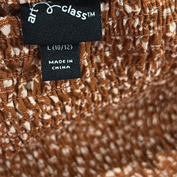 Art Class Brown Floral Smocked Jumpsuit Girls L 10/12 NWT - Picture 6 of 7